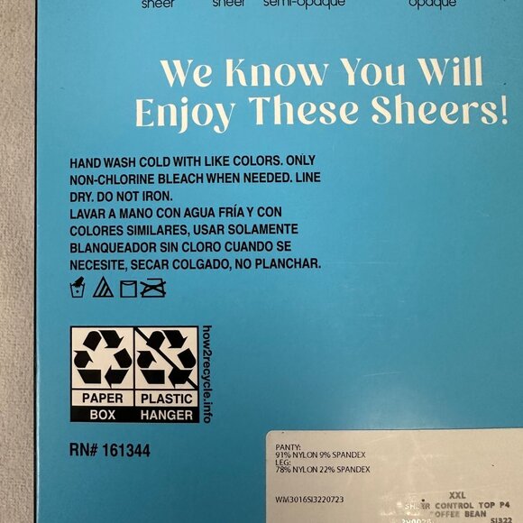 Silk Impressions Sheer Control Top Tights XXL Coffee Bean High Waisted 4-Pack - Picture 5 of 10